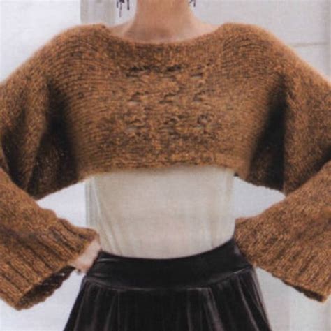 Crop Sweater Knitting Pattern Beginner Easy Women Two Tone Etsy