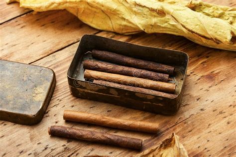 Cigarillos Y Hoja De Tabaco Imagen De Archivo Imagen De Cigarros