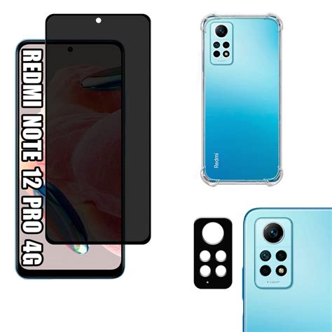 Kit Para Xiaomi Redmi Note 12 Pro 4g Película De Privacidade 3d