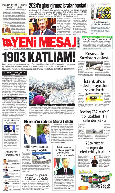 Yeni Mesaj Gazetesi Yeni Mesaj Man Et Oku Haberler Ocak