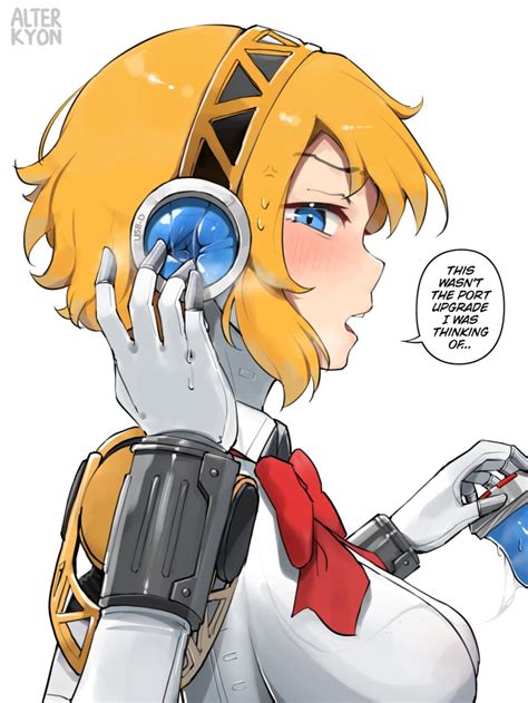 Rule 34 Aigis Persona Alterkyon Android Annoyed Expression Body Modification Ear Fuck