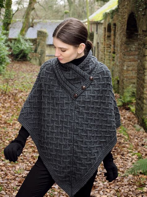 Womens Super Soft Poncho Charcoal Poncho Knitting Patterns Wool