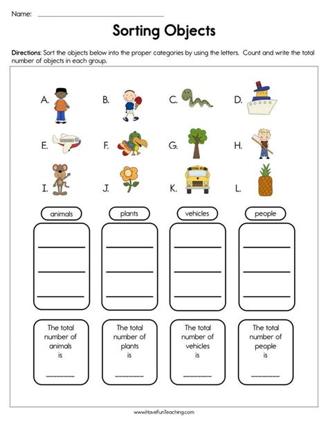 Sorting Objects Worksheet In 2021 Kindergarten Worksheets Kindergarten Worksheets Printable