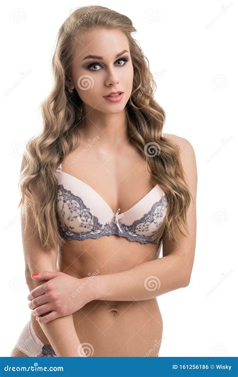 Beautiful Model Poses In Fancy Lingerie With Lace Stock Photo Image