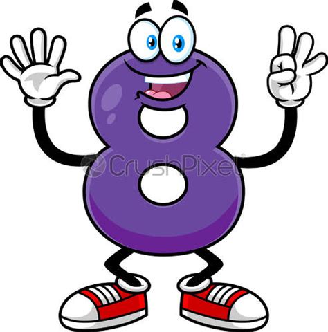 Funny Red Number One Cartoon Character Showing Hand Number Stock