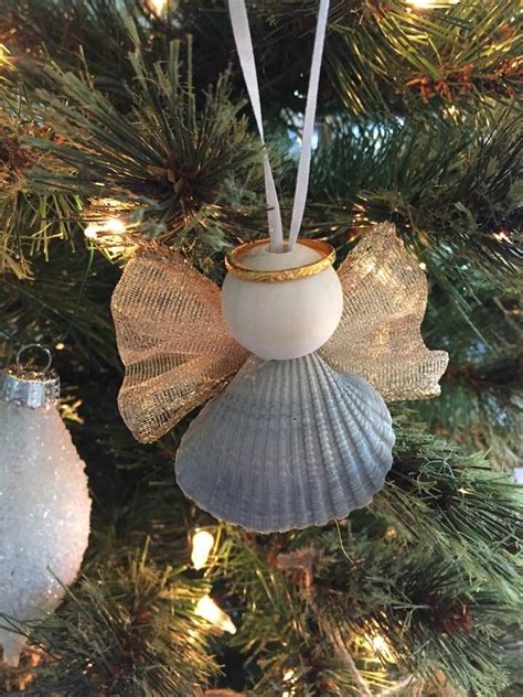 Seashell Angel Ornament With Ribbon Wings