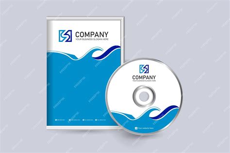 Профессиональный футляр для dvd в стиле синих волн и шаблон этикетки ...