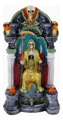 Figura En Trono Santa Muerte Dorada Atrayente De Riqueza Cuotas Sin