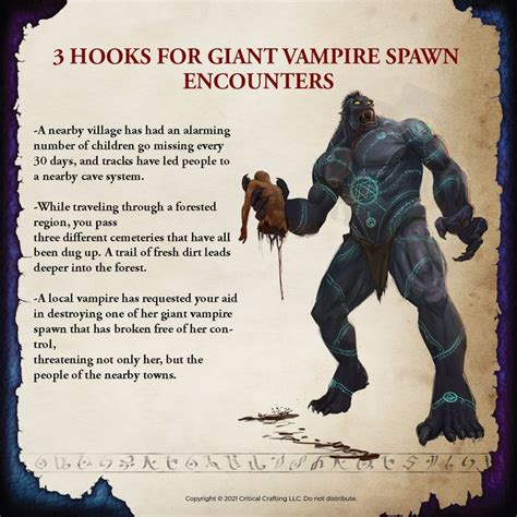 OC 3 Encounter Hooks For The Vampire Giant Spawn Monster Dnd 5e