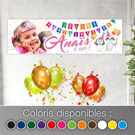 Banderole personnalisée affiche JOYEUX ANNIVERSAIRE enfant fille photos