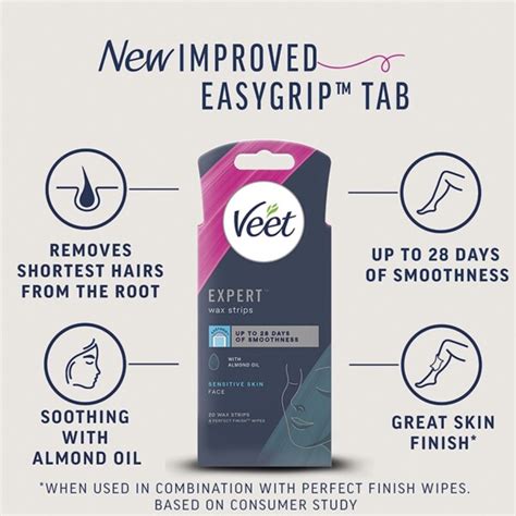 Veet Expert Cold Wax Strips Face Sensitive 20 Strips Chemist Direct