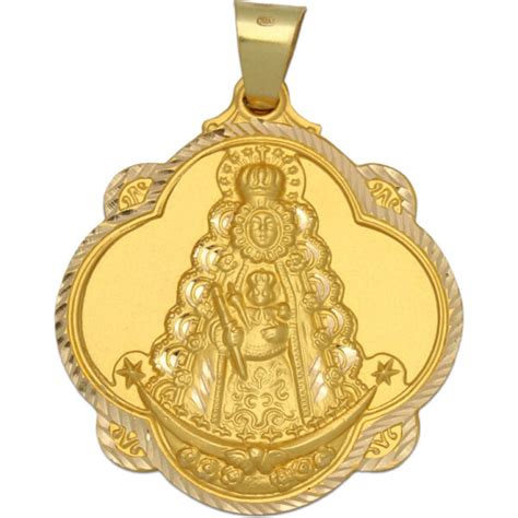 Medalla Oro Virgen Del Roc O Borde Tallado Joyer A Ital