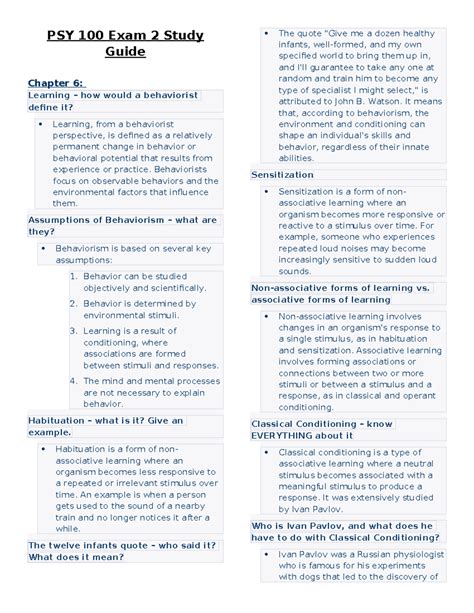 Psy Exam Study Guide Ch Psy Exam Study Guide Chapter