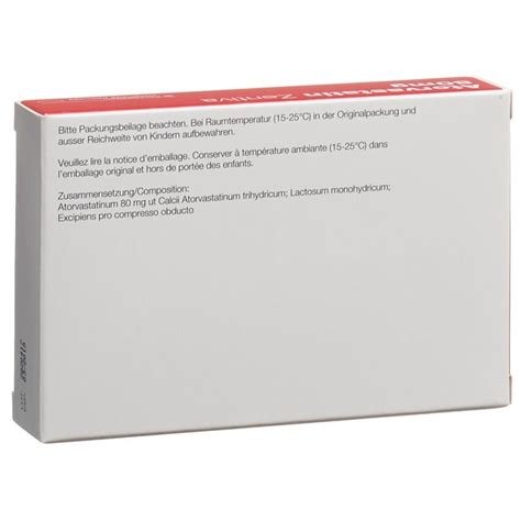 ATORVASTATINE Zentiva Cpr Pell 80 Mg Blist 30 Pce Commander En Ligne