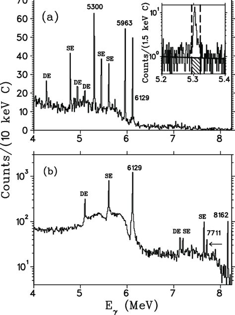 Summed Gamma Ray Spectra For A Ep Kev And B Ep Kev The