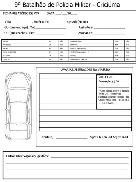 Ficha De Viatura Pdf