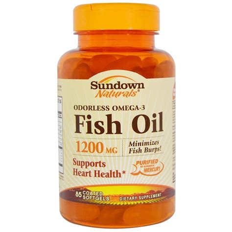 Sundown Naturals Fish Oil Odorless Omega 3 1200 Mg 85 Coated