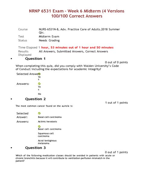 NRNP 6531 Exam Week 6 Midterm 4 Versions 100 100 Correct Answers