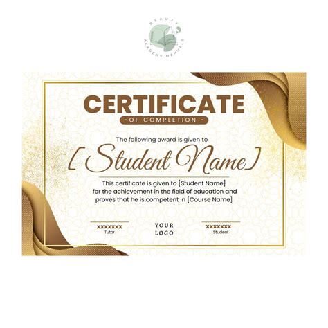 Gold Maroon Certificate Of Completion Beauty Academy Manuals