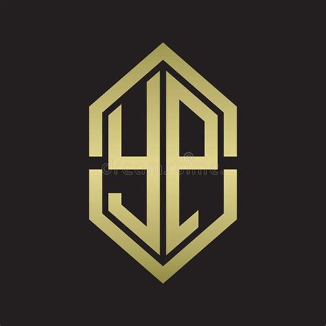 Yp Logo Monogram With Hexagon Shape And Outline Slice Style With Gold