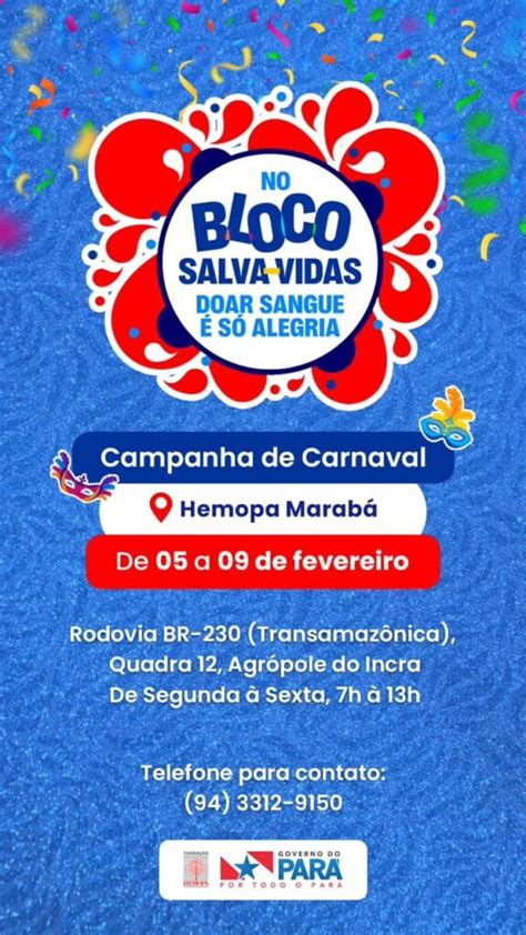 Hemopa Lan A Campanha De Carnaval Para Doa O De Sangue Em Marab