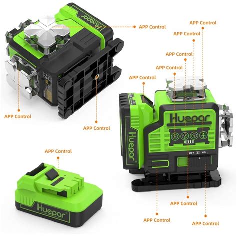 Huepar P04CG grüner 4D selbstnivellierender Kreuzlinienlaser mit ...