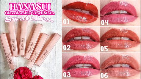 Swatches Lengkap Hanasui Glazedorable Vinyl Stain Di Bibir Gelap Lip