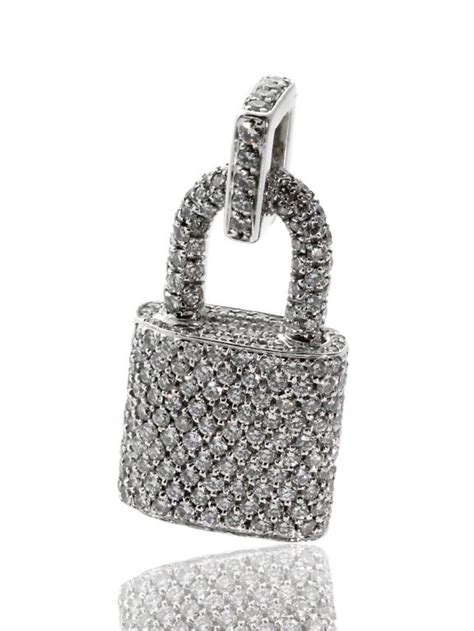 Louis Vuitton Diamond White Gold Padlock Charm Pendant At Stdibs