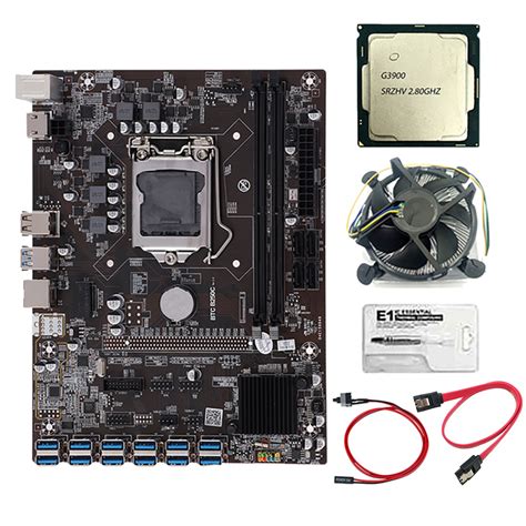 B250C Mining Motherboard With G3900 CPU Cooling Fan Thermal Grease