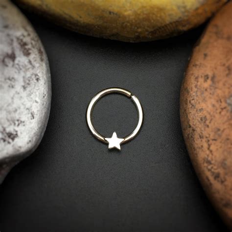 Star Daith Hoop Star Helix Ring Silver Septum Piercing Star Etsy