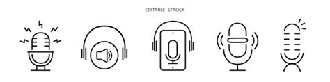 Jeu D Ic Nes De Podcast Audio Logo Vectoriel De Microphone Avec Casque