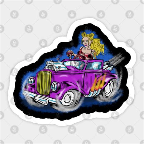 Hot Rod Driving Pin Up Girl Hot Rods Sticker TeePublic