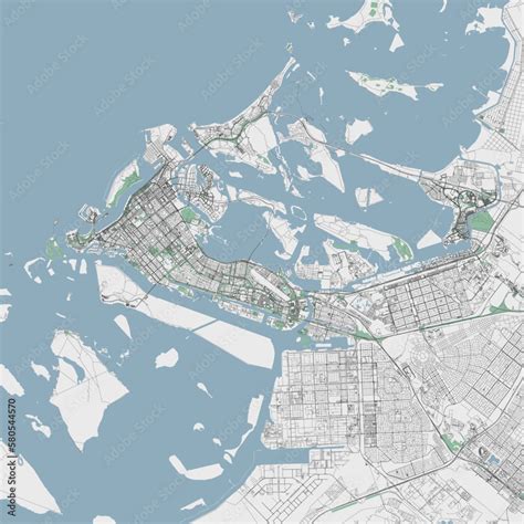 Abu Dhabi vector map. Detailed map of Abu Dhabi city administrative ...