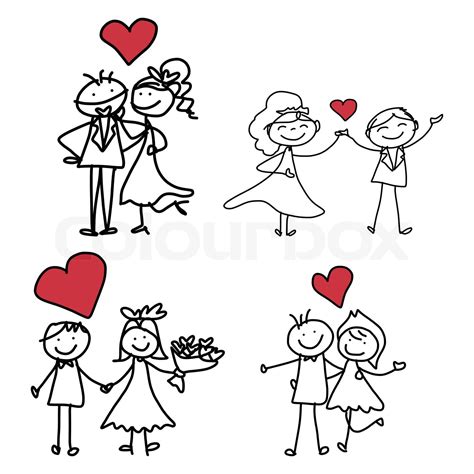 Hand Drawing Cartoon Happiness Wedding Stock Vector Colourbox