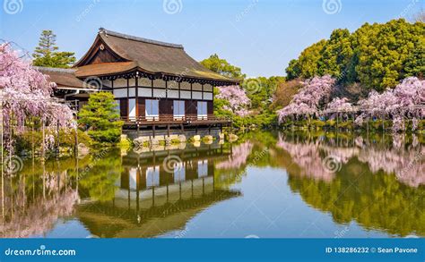 Kyoto, Japan Spring at Heian Shrine`s Pond Garden Stock Photo - Image of jingu, japanese: 138286232