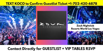 Zouk Nightclub Koco S Guestlist Resorts World Las Vegas Tickets Fri