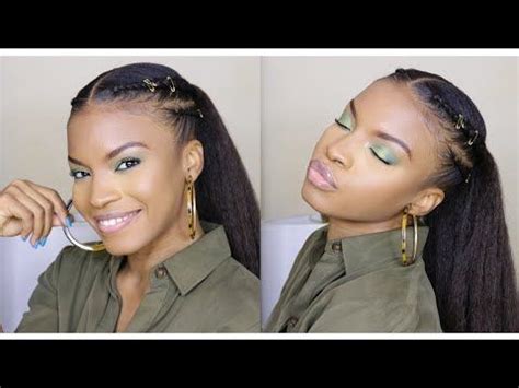 DOUBLE BRAIDED PONYTAIL USING BRAIDING HAIR NATURAL HAIR Braided