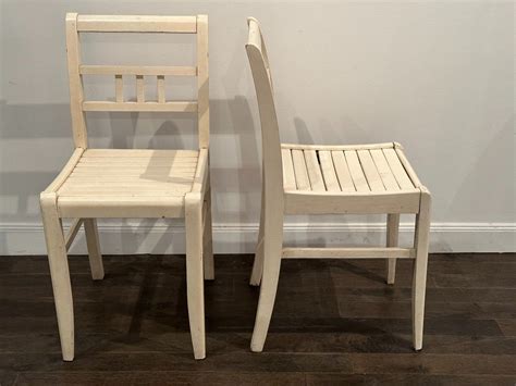 Proantic Rare Mod Le De Deux Chaises En Bois Laqu Blanc Par Ren