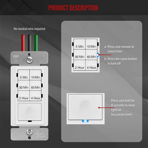 4-Hour Countdown Timer Switch (No Neutral) EN | TOPGREENER