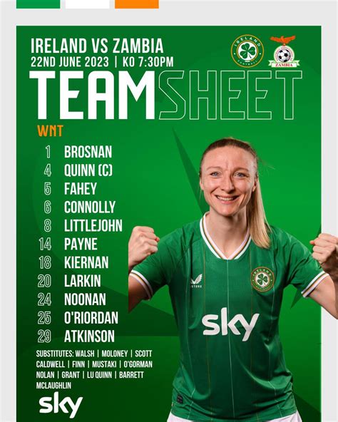 Ireland Football On Twitter STARTING XI Ireland V Zambia