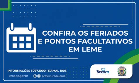 Feriados E Pontos Facultativos Municipais Em 2024 Prefeitura