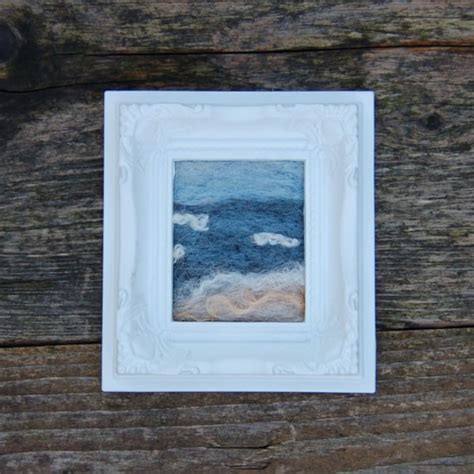 Needle Felted Miniature Wool Picture Coastal Folksy