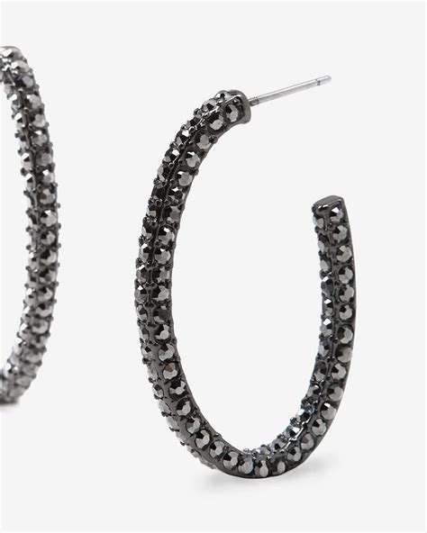 Black Rhinestone Hoop Earrings | Regular | Reitmans