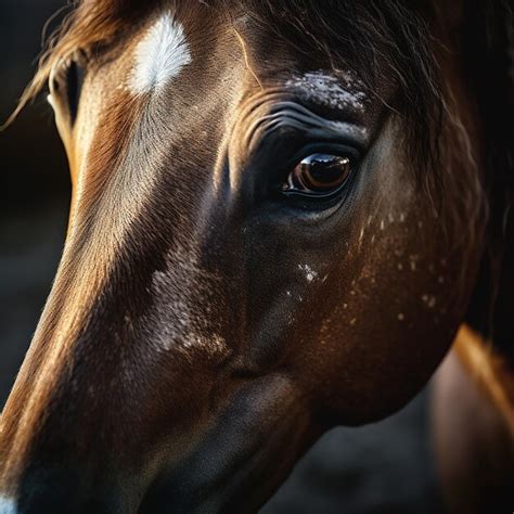 Um Cavalo Marrom Uma Mancha Branca No Rosto Mostrado Foto Premium