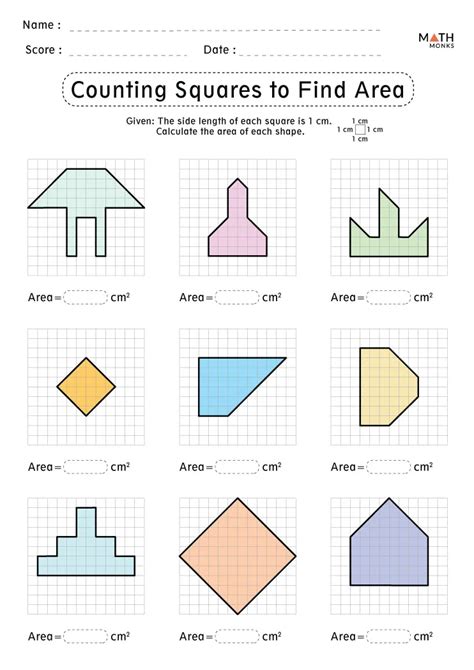 Counting Squares Worksheets Math Monks