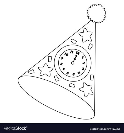 New years eve party hat isolated coloring page Vector Image