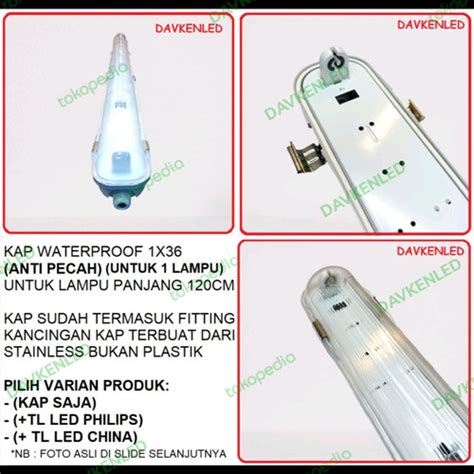 Jual Kap Lampu TL WaterProof 1x36 Anti Pecah Untuk Lampu 120cm TL