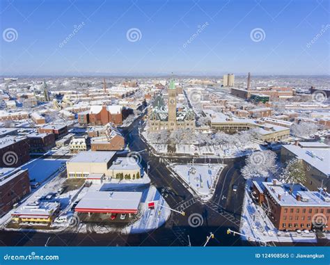 Lowell City Hall Aerial View, Massachusetts, USA Stock Image - Image of ...