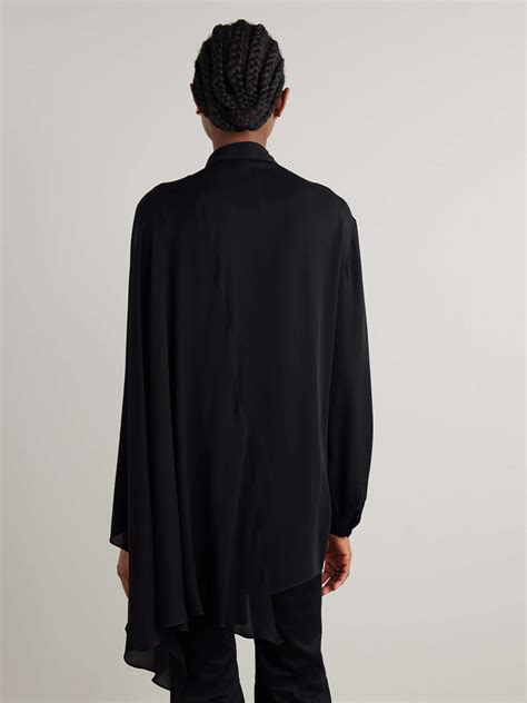 BALENCIAGA Pussy Bow Asymmetric Silk Georgette Blouse NET A PORTER