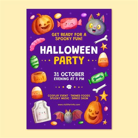 Cartel De Fiesta De Halloween Acuarela Vector Gratis